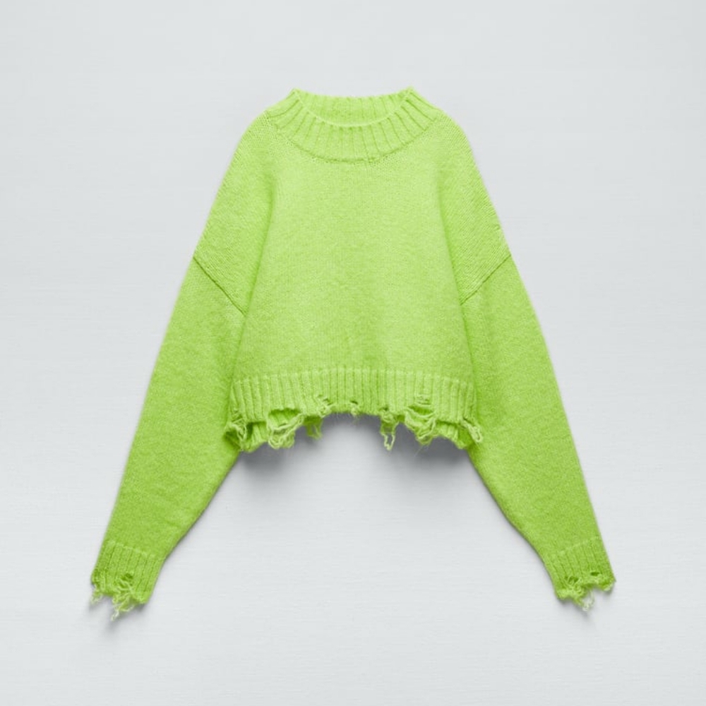 RIPPED CROPPED KNIT SWEATER SIZE M ZARA BRAND NEW WITH LABELS